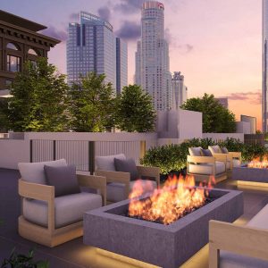 Rooftop lounge are with fire pits and great views