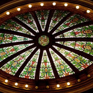 Stained-glass dome-ceiling at HWH