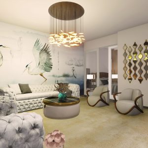 Penthouse living room rendering