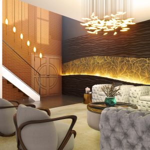 Penthouse living room rendering