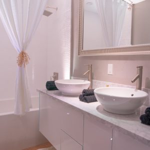 Double sinks in bathroom vanity